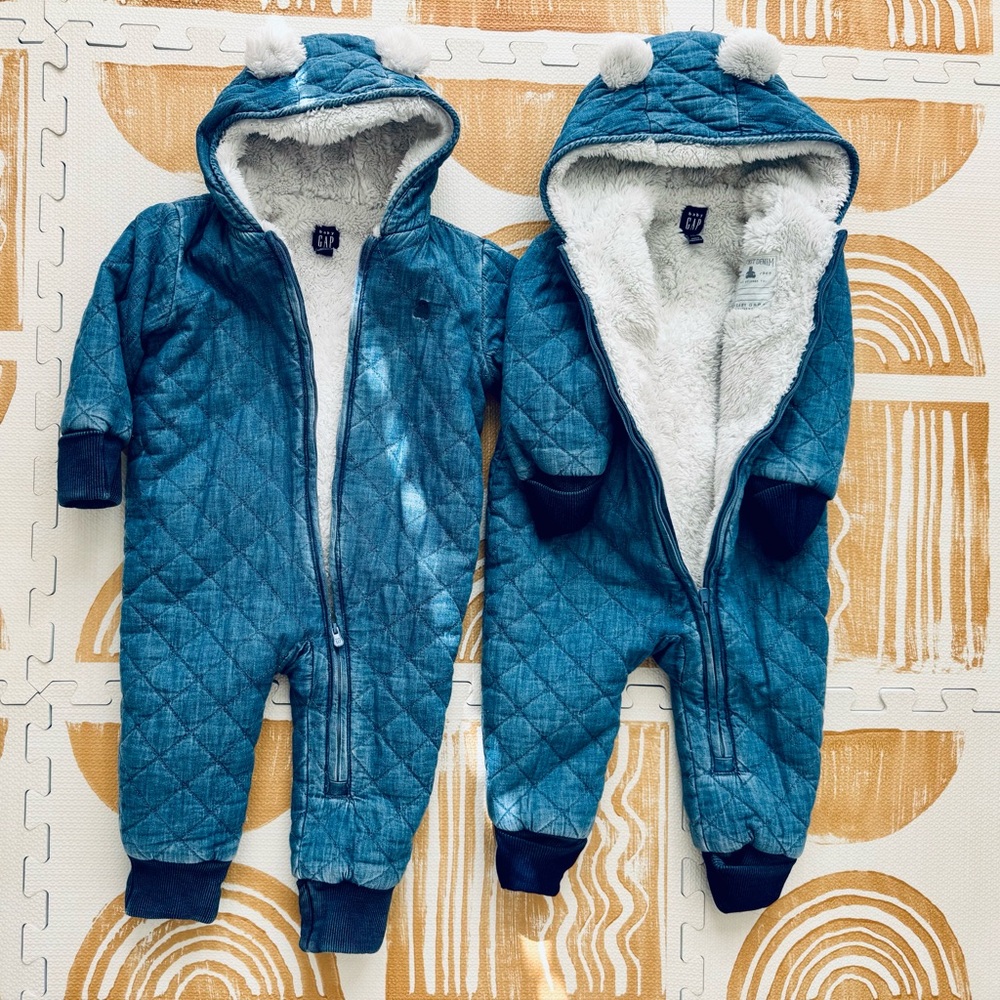 GAP Quilted Blue Baby Footie